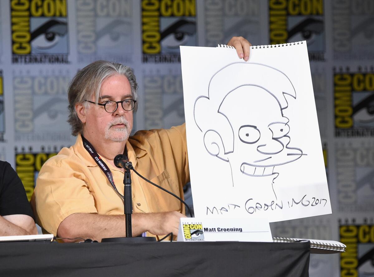 Writer/producer Matt Groening attends "The Simpsons" panel during Comic-Con in San Diego on July 22, 2017.