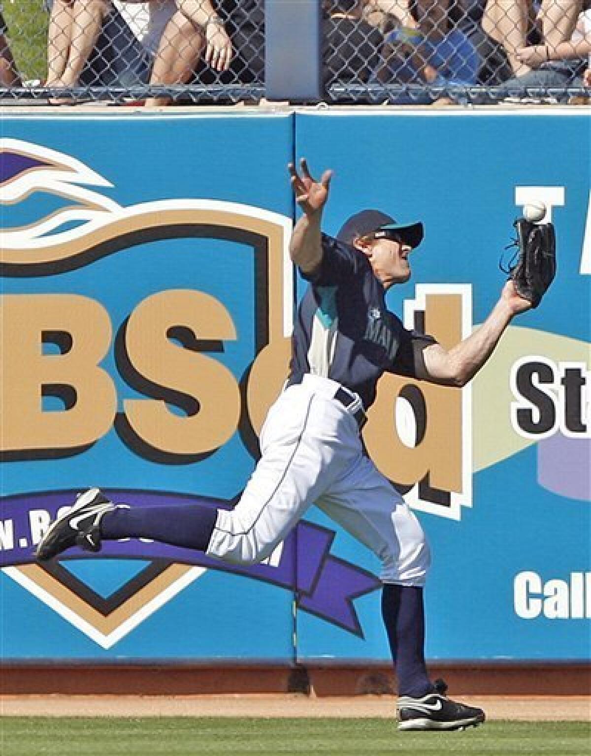 Outfielder Greg Halman of the Seattle Mariners at bat during a