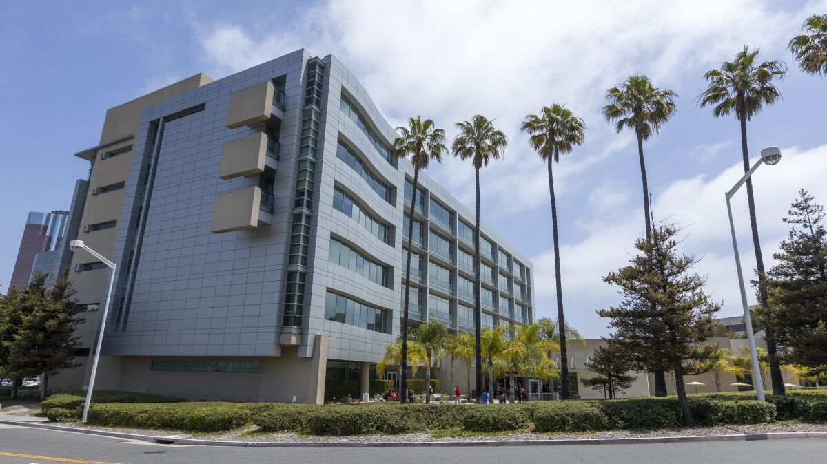 Long Beach, CA - May 24: An exterior view of the CSU Office of the Chancellor, Long Beach, Tuesday, May 24, 2022. (Allen J. Schaben / Los Angeles Times)