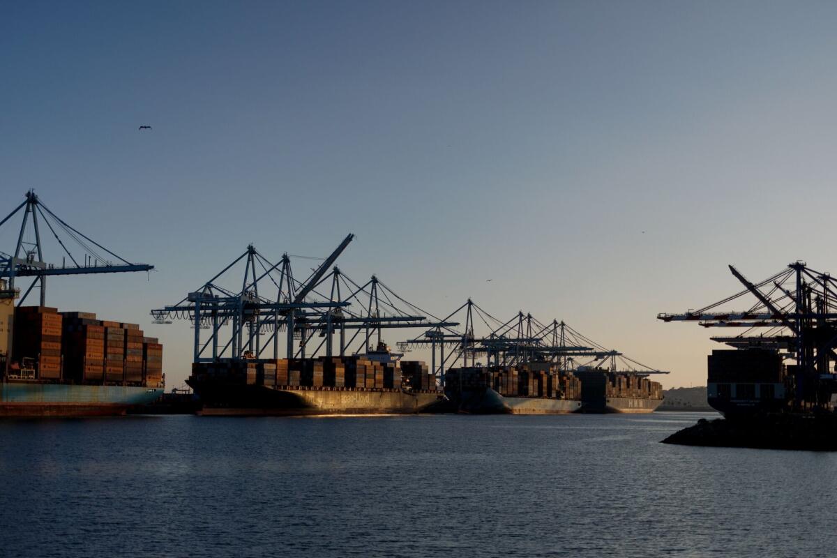 Container ships at the Port of Los Angeles