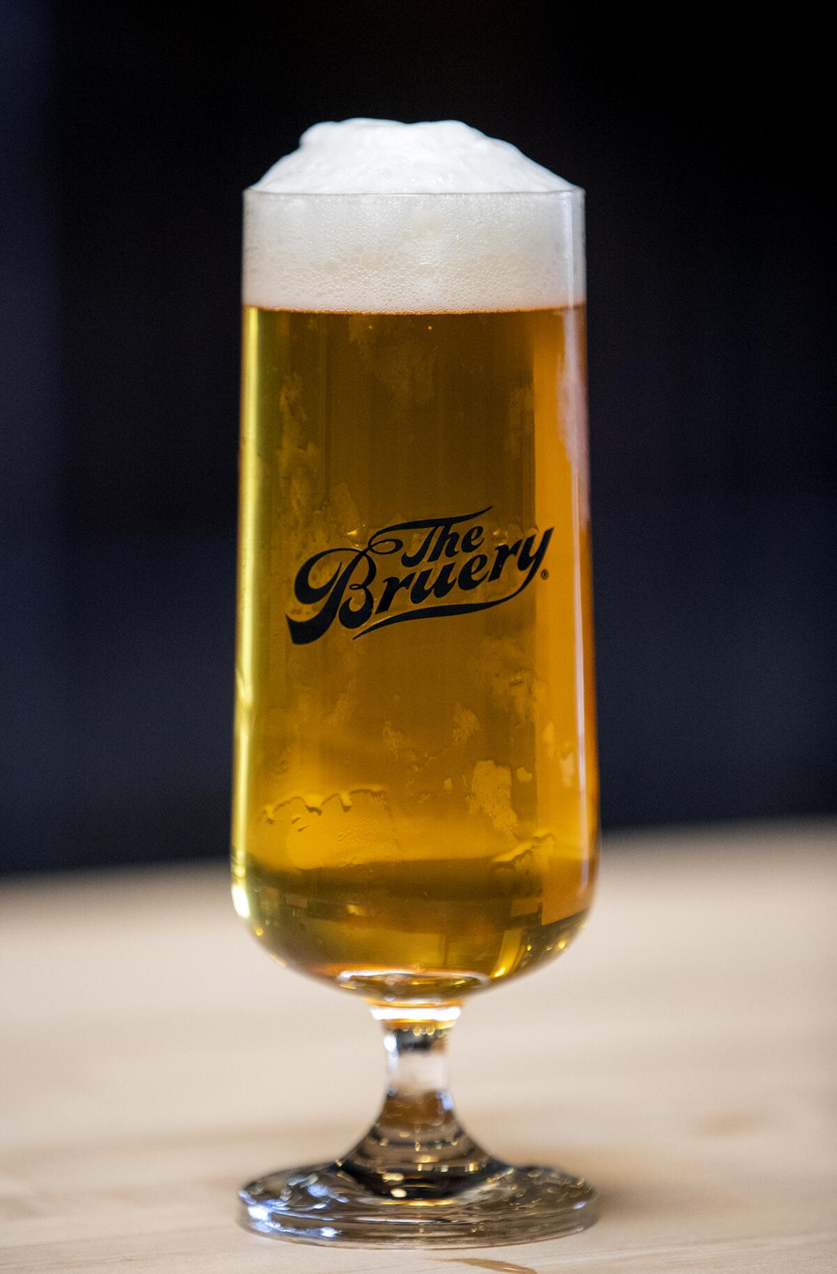 The Ruekeller Helles in a glass at the Bruery in Placentia.