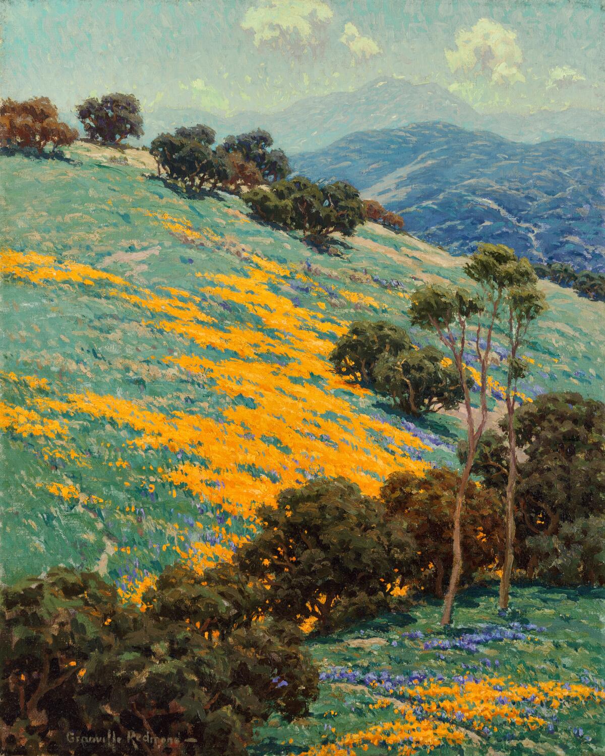 Granville Redmond, "California Poppies," no date, oil on canvas