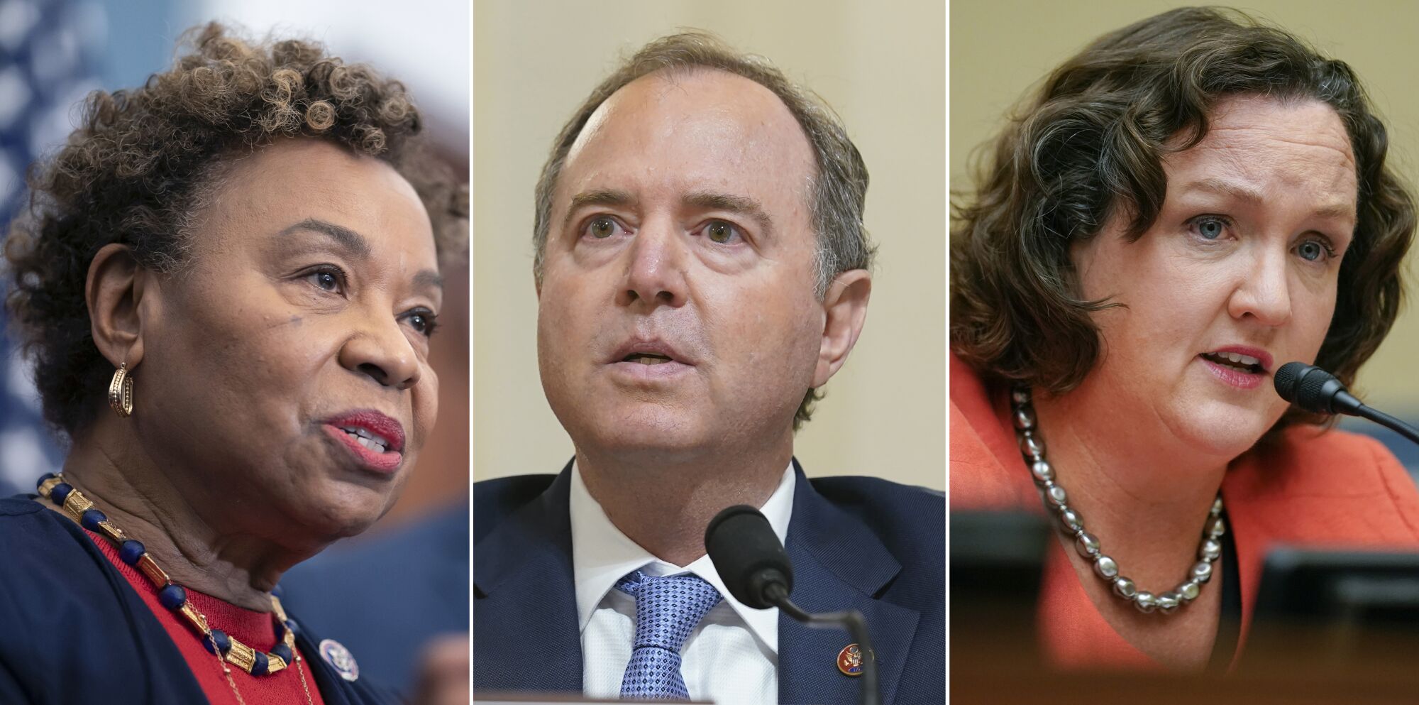 latest news Most Californians Want Diane Feinstein Out, New Poll Shows 2 Three head shots of three people.