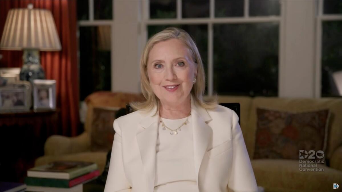 Hillary Clinton addresses the virtual Democratic National Convention