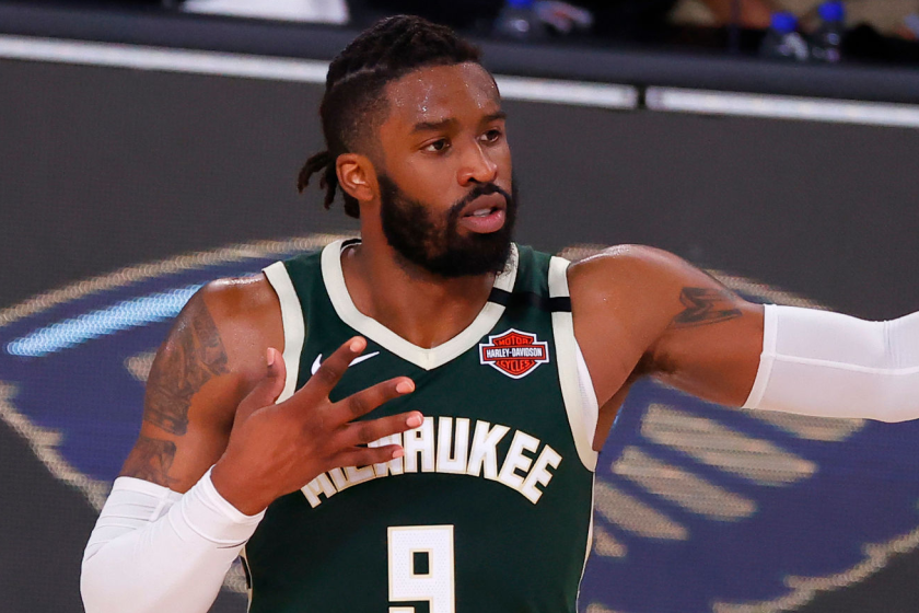 LAKE BUENA VISTA, FLORIDA - AUGUST 08: Wesley Matthews #9 of the Milwaukee Bucks.