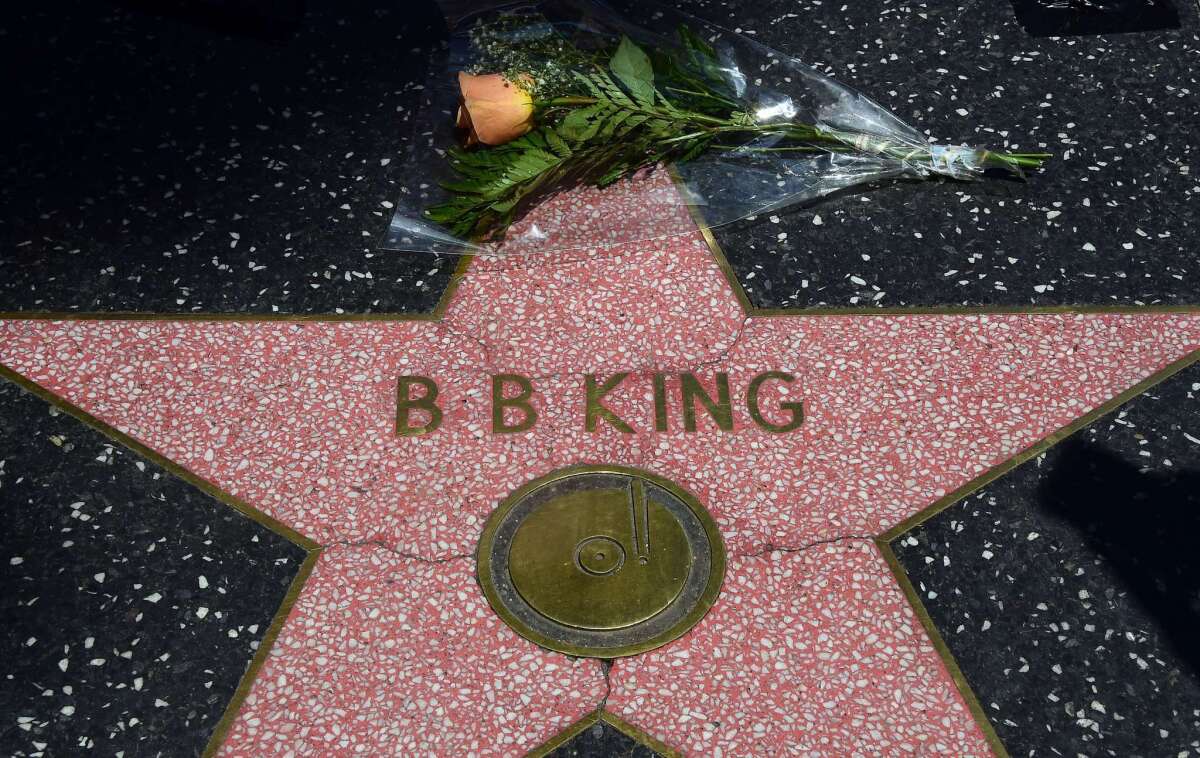 A flower is placed on B.B. King's star on the Hollywood Walk of Fame on May 15, 2015. The blues legend died May 14 in Las Vegas.