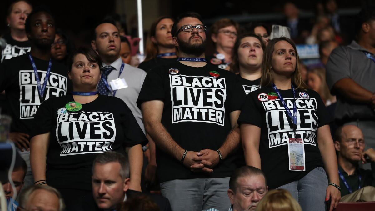 A message at the Democratic National Convention in July 2016. (Joe Raedle / Getty Images)