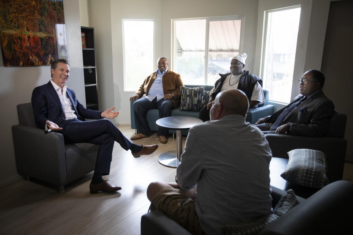 Gov. Gavin Newsom visits board and care home in Los Angeles