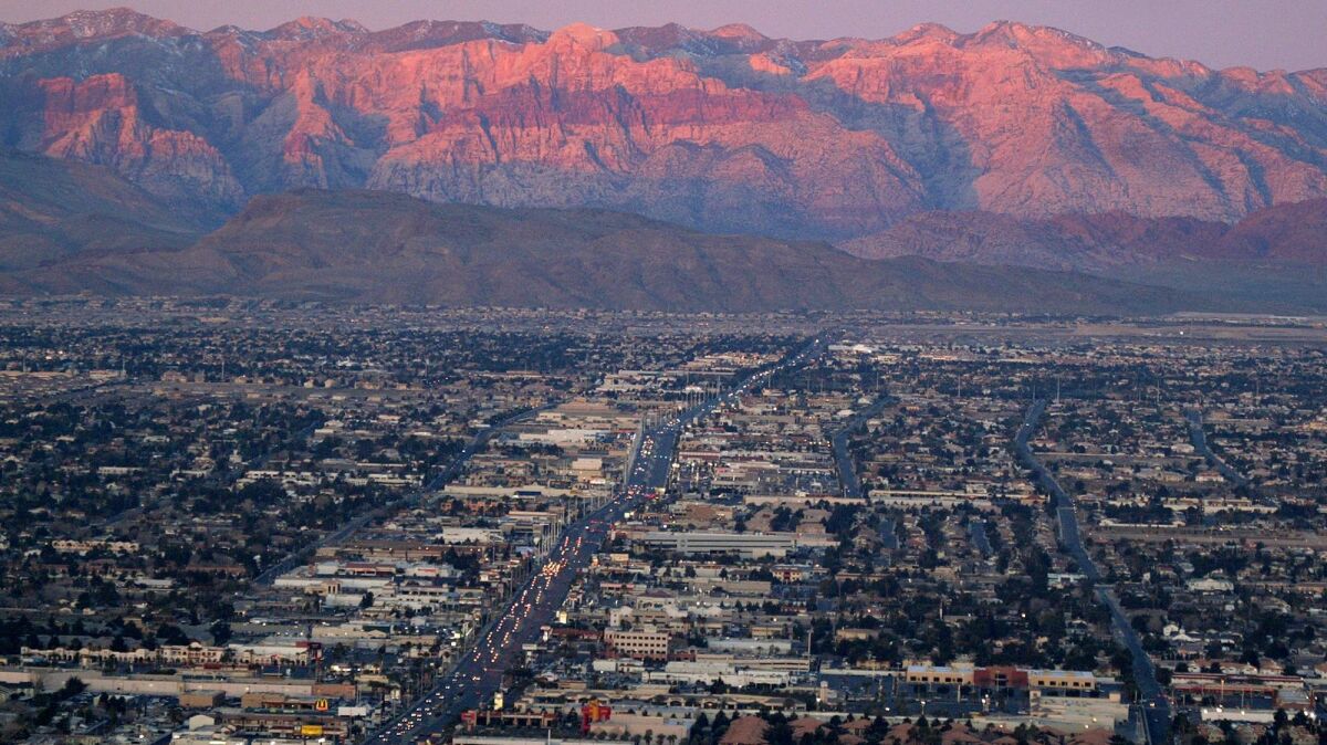 The western suburbs of Las Vegas, seen from atop the Stratosphere tower, in 2005.