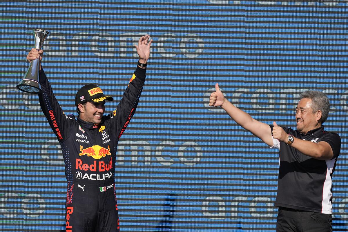 Red Bull driver Sergio Perez, of Mexico,  