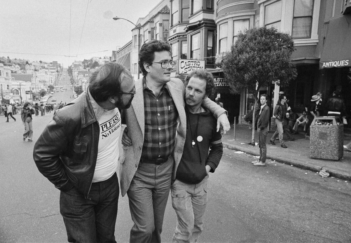 Former San Francisco Supervisor Harry Britt, center, with friends in 1979.