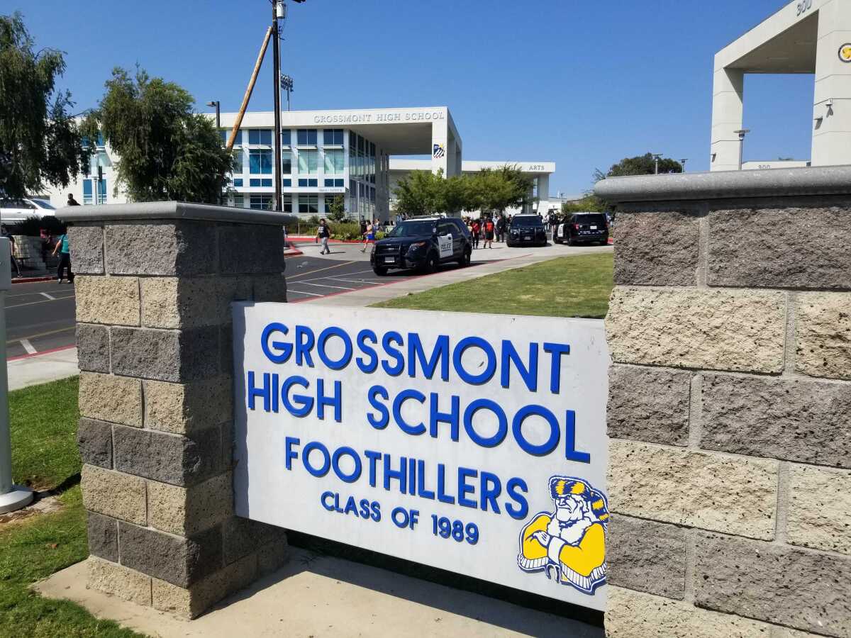 The sign for Grossmont High School is shown.