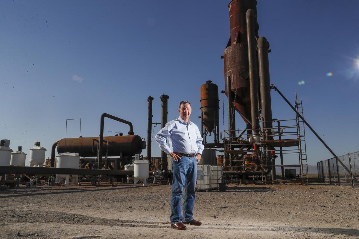 Jim Turner, Controlled Thermal's president, on the firm's drilling space near the Salton Sea in 2022.