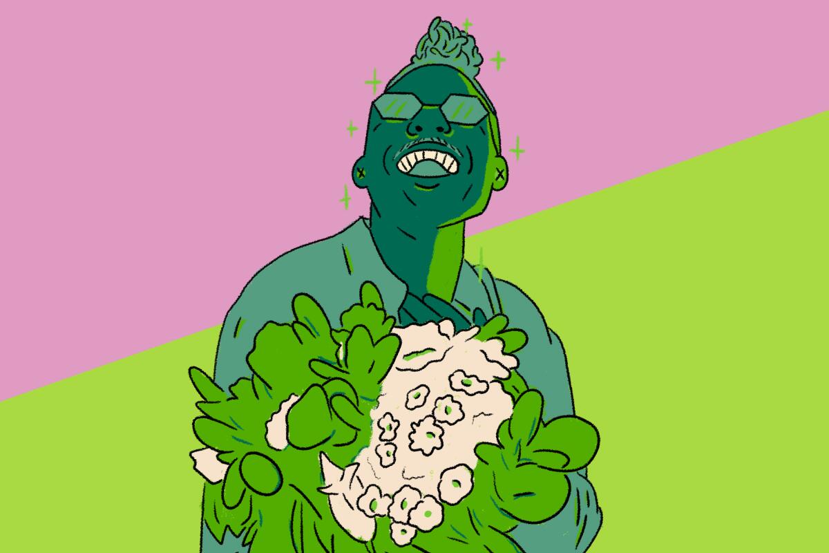Illustration of Christopher Griffin a.k.a. PlantKween on Instagram and his favorite plant, the snake plant.