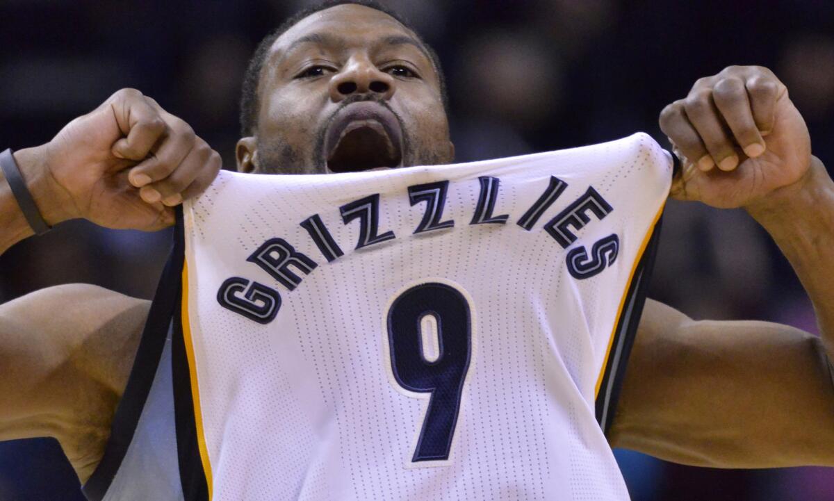 Grizzlies guard Tony Allen (9) reacts after the Grizzlies defeated the Orlando Magic on Dec. 1.
