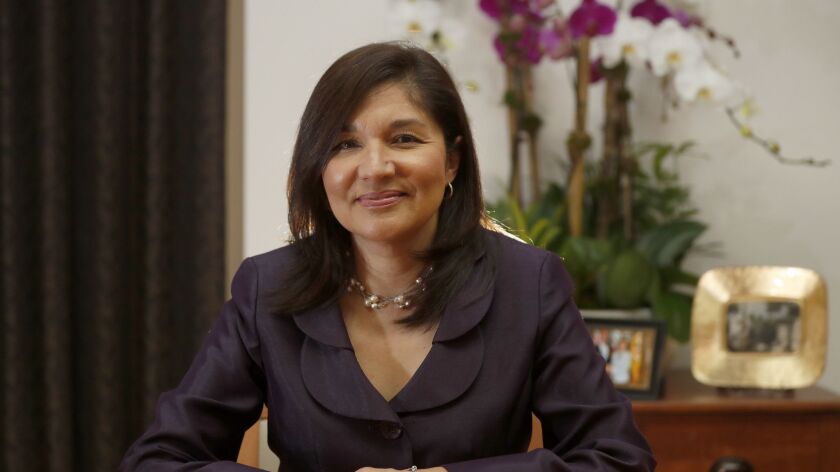 Maria S. Salinas is the first woman and the first Latino to run the Los Angeles Area Chamber of Commerce.