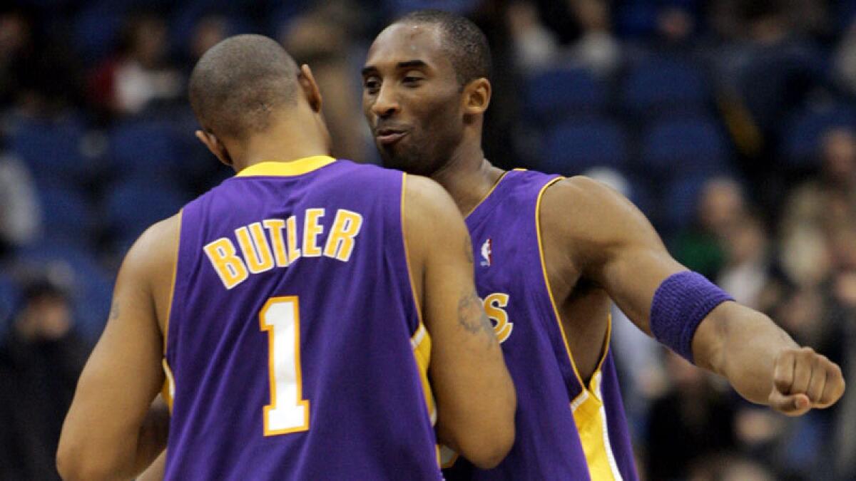 Caron Butler and Kobe Bryant were teammates on the Lakers during the 2004-05 season.