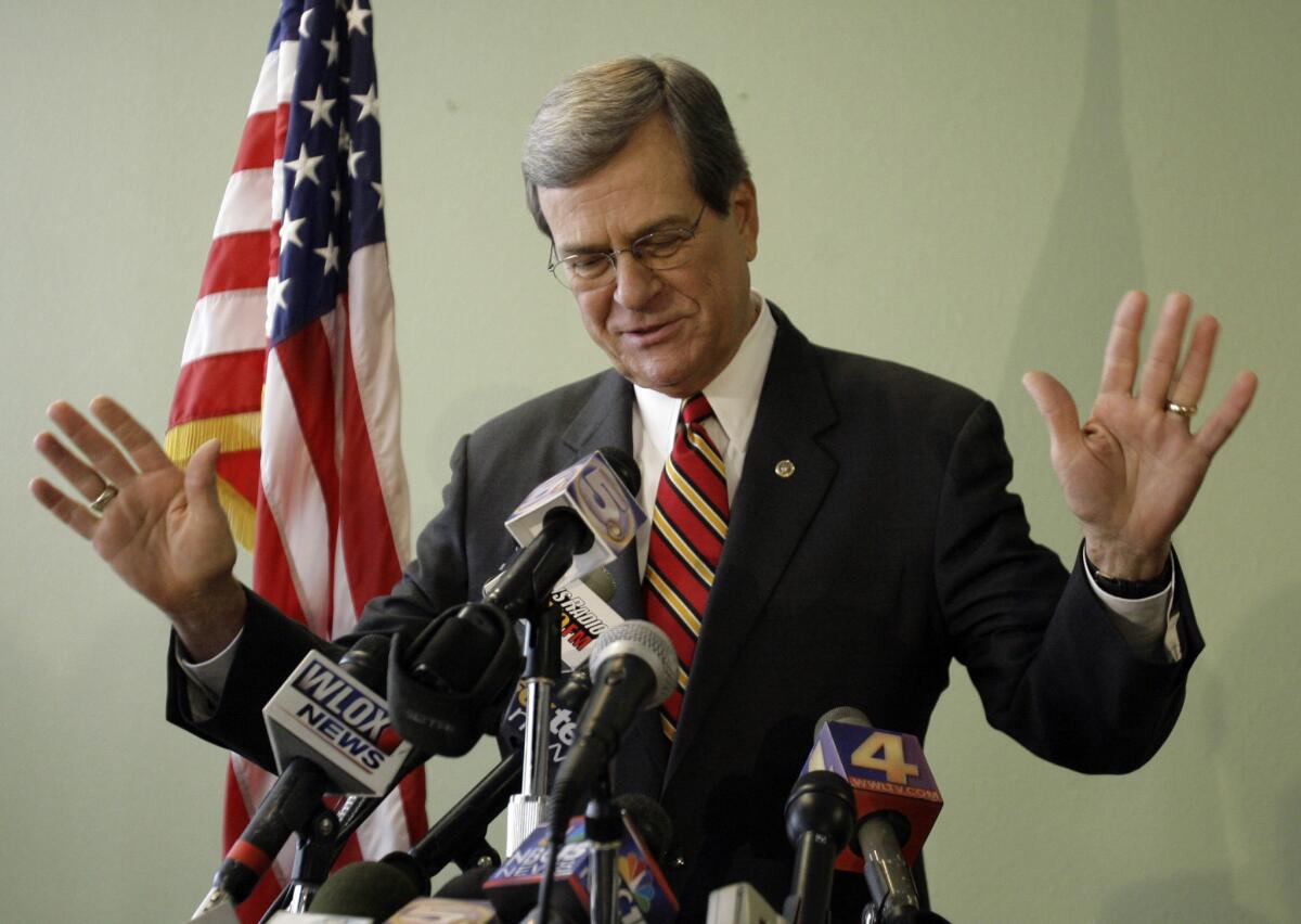 Sen. Trent Lott, R-Miss., as he announced his resignation from the Senate in 2007.