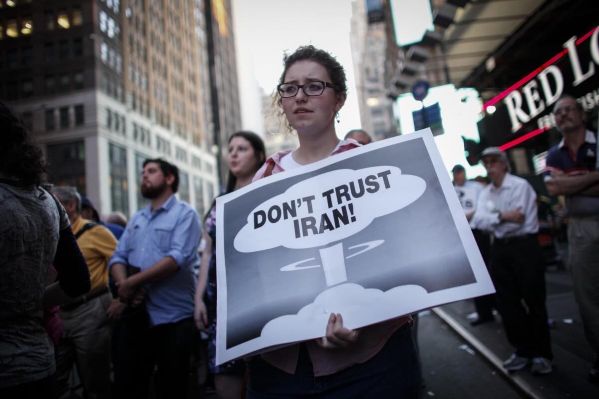 Protesters rally July 22 in Times Square in New York City against the nuclear deal with Iran.