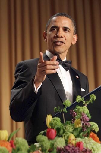 President Obama speaks at the White House Correspondents' Assn. annual dinner in Washington.