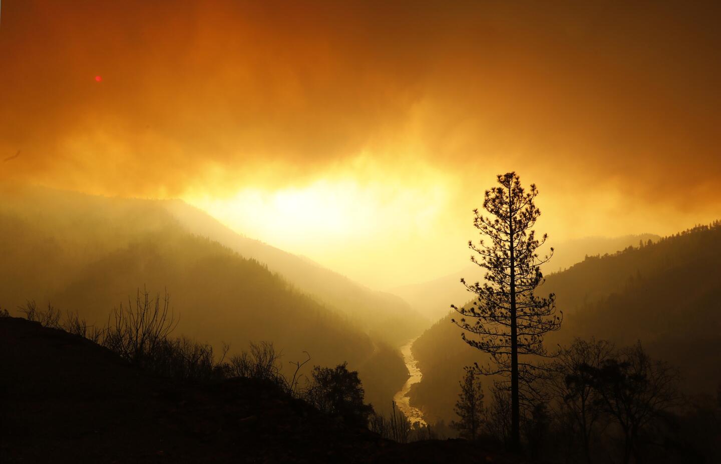 Smoke fills the sky as the Camp fire continues to burn along the North Fork of the Feather River. It has already burned more than 200,000 square miles.