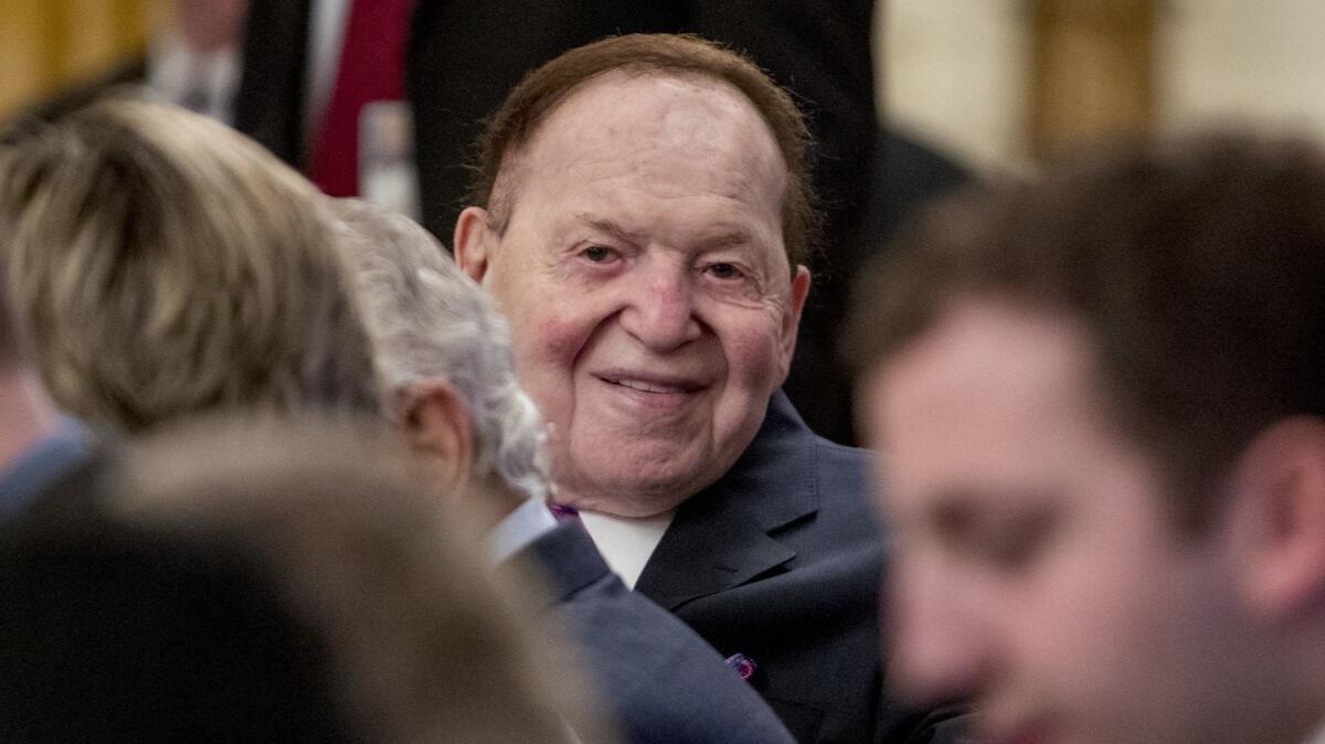 The $113-million man: Casino magnate Sheldon Adelson was on hand as President Donald Trump bestowed the Medal of Freedom on his wife, Miriam, his co-donor to GOP political funds.