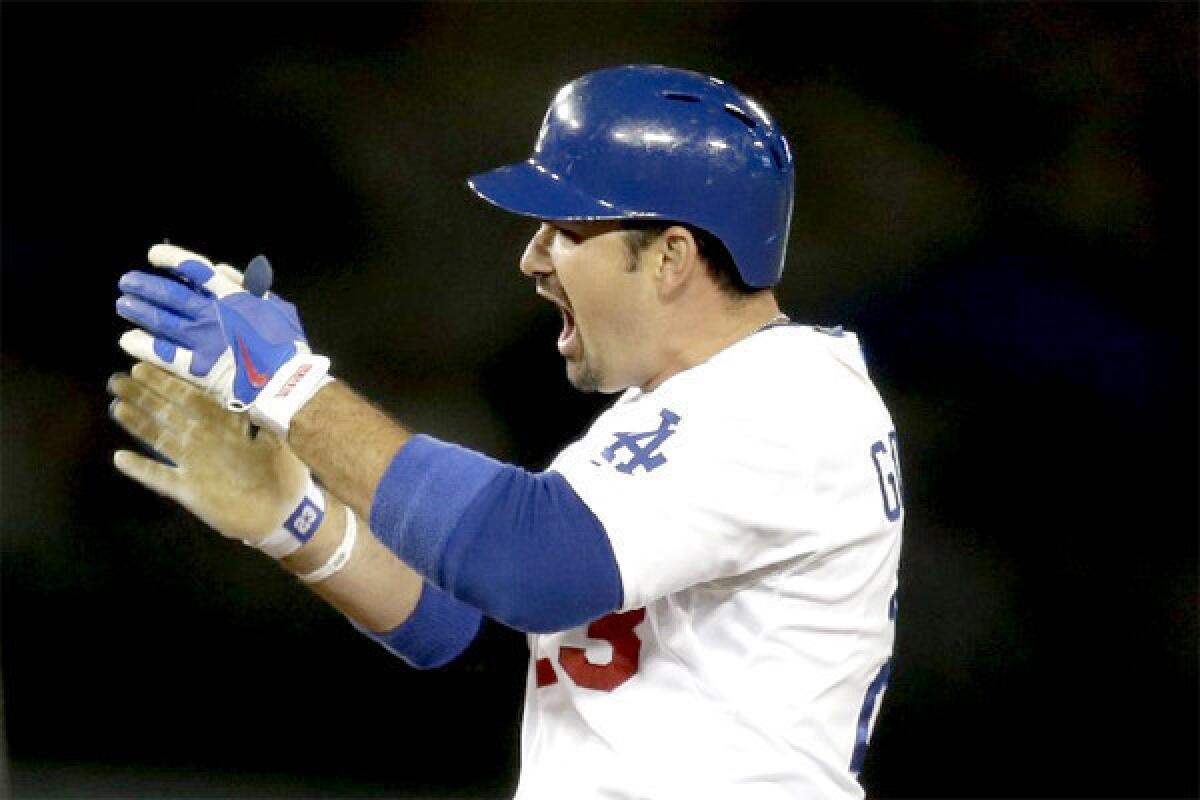 Adrian Gonzalez was a last-minute scratch for the Dodgers due to a skin infection in his right leg.