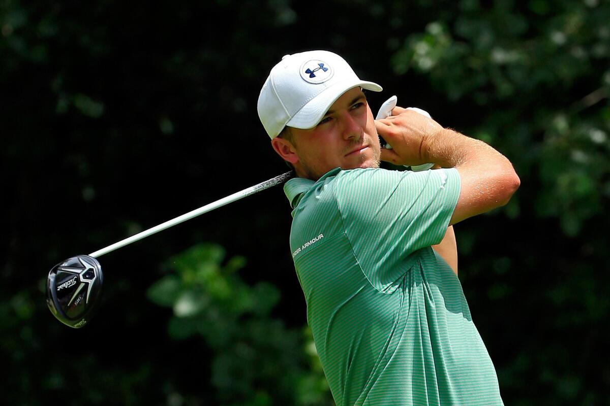 Jordan Spieth tees of at No. 2 during the final round of the John Deere Classic on Sunday.