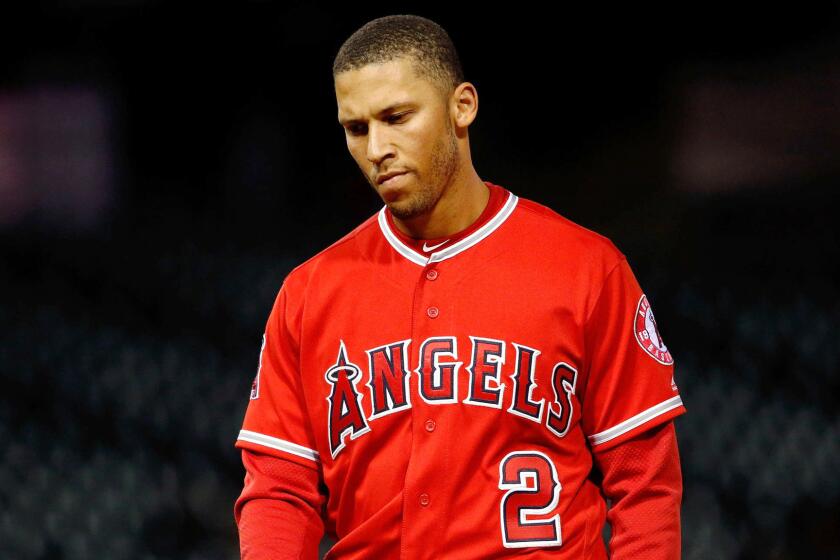 Angels shortstop Andrelton Simmons has been out since May 8, when he injured his left thumb.
