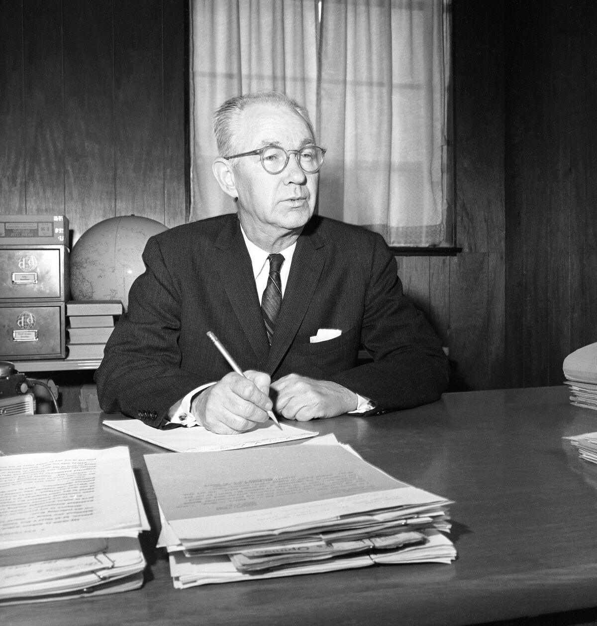 Robert Welch is pictured in his Belmont, Mass., office, April 1, 1961