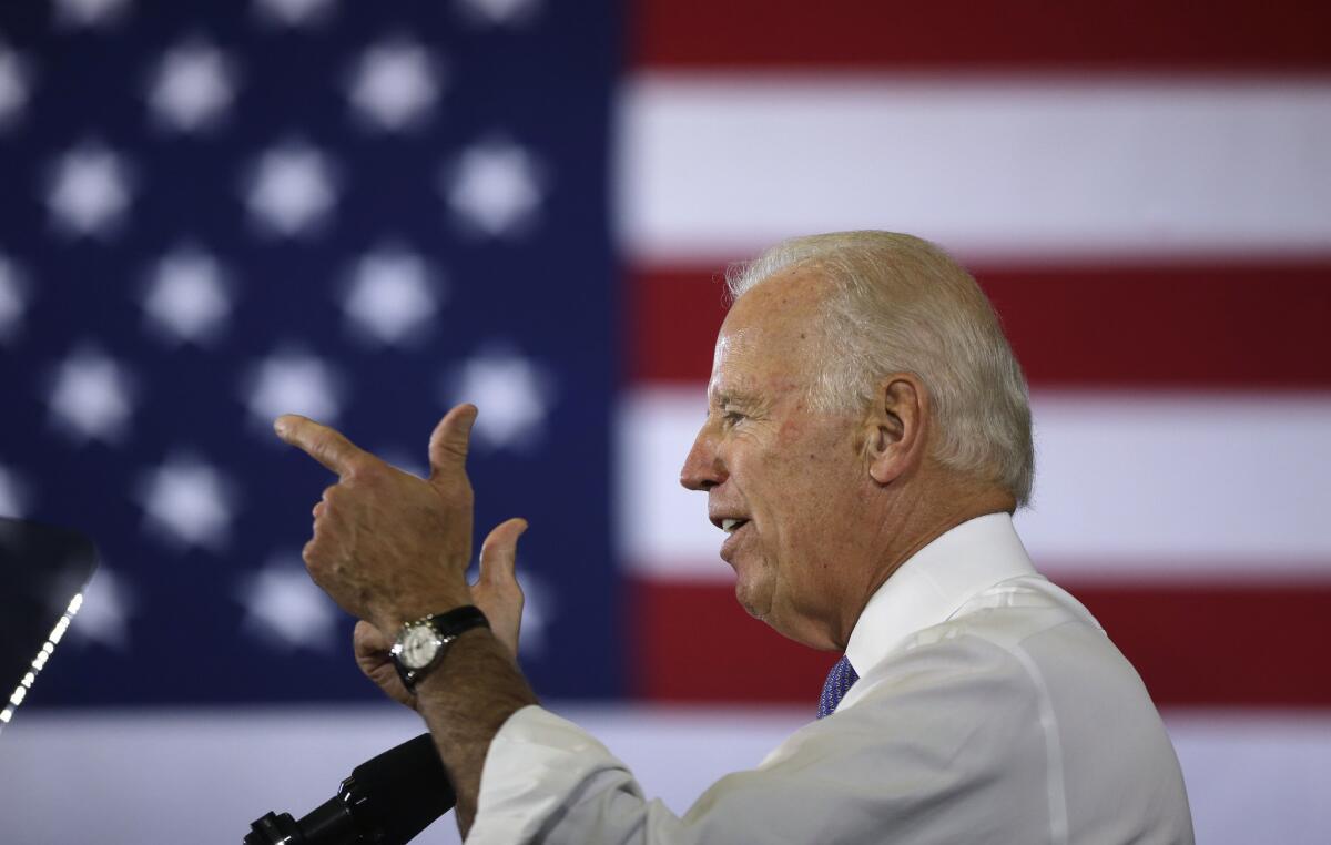 Vice President Joe Biden addresses an audience while campaigning for a Democratic House candidate in Massachusetts earlier this week.