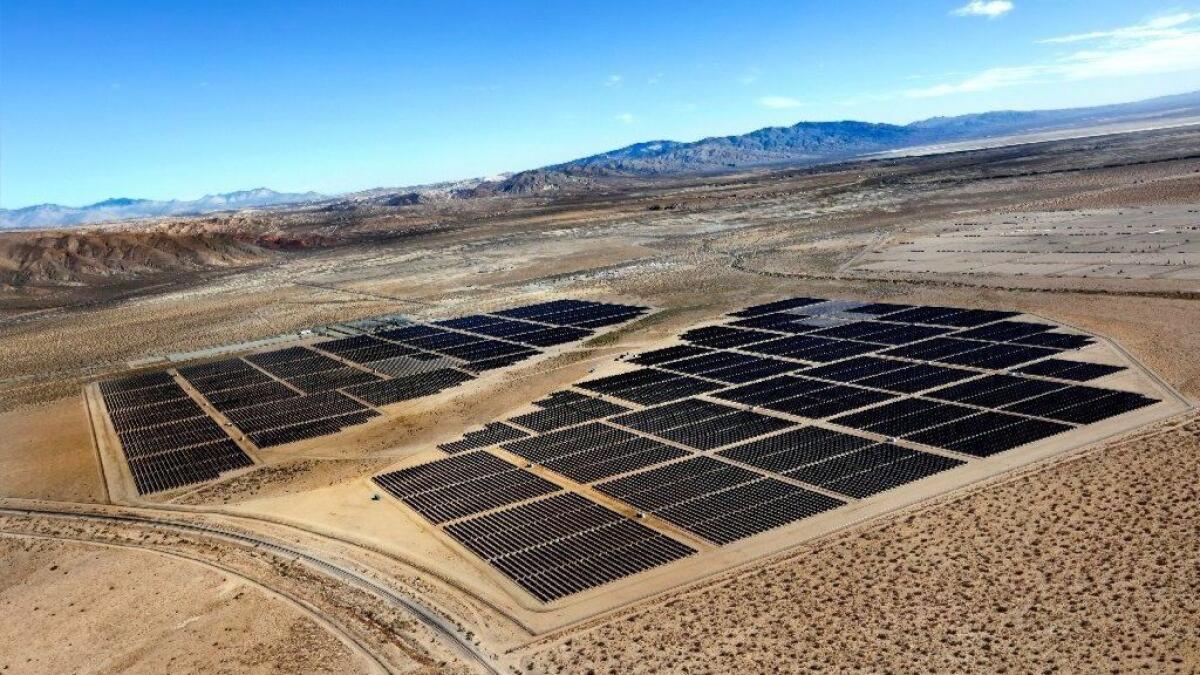 The Beacon solar farm in Kern County. The facility generates electricity for the Los Angeles Department of Water and Power.