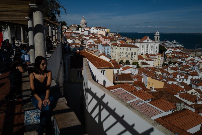 Tourists enjoying Santa Luzia sight view in Lisbon. April 25th. Lisbon, Portugal. Jose Sarmento Matos for the La Times.
