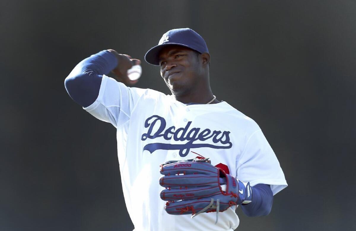 Yasiel Puig will sit out Thursday's workout because of a bruised thigh.