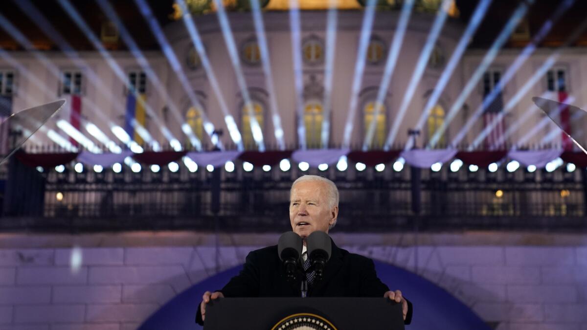 President Biden speaks at the Royal Castle in Warsaw