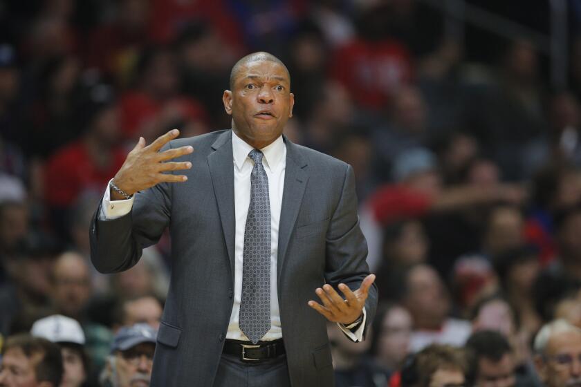 Doc Rivers directs the Clippers during a game against Oklahoma City on Monday.