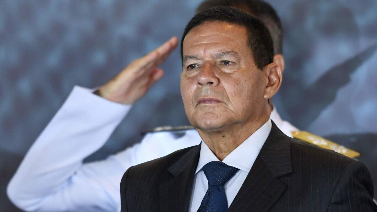 Brazilian Vice President Hamilton Mourao at a Brazilian Navy ceremony earlier this month.