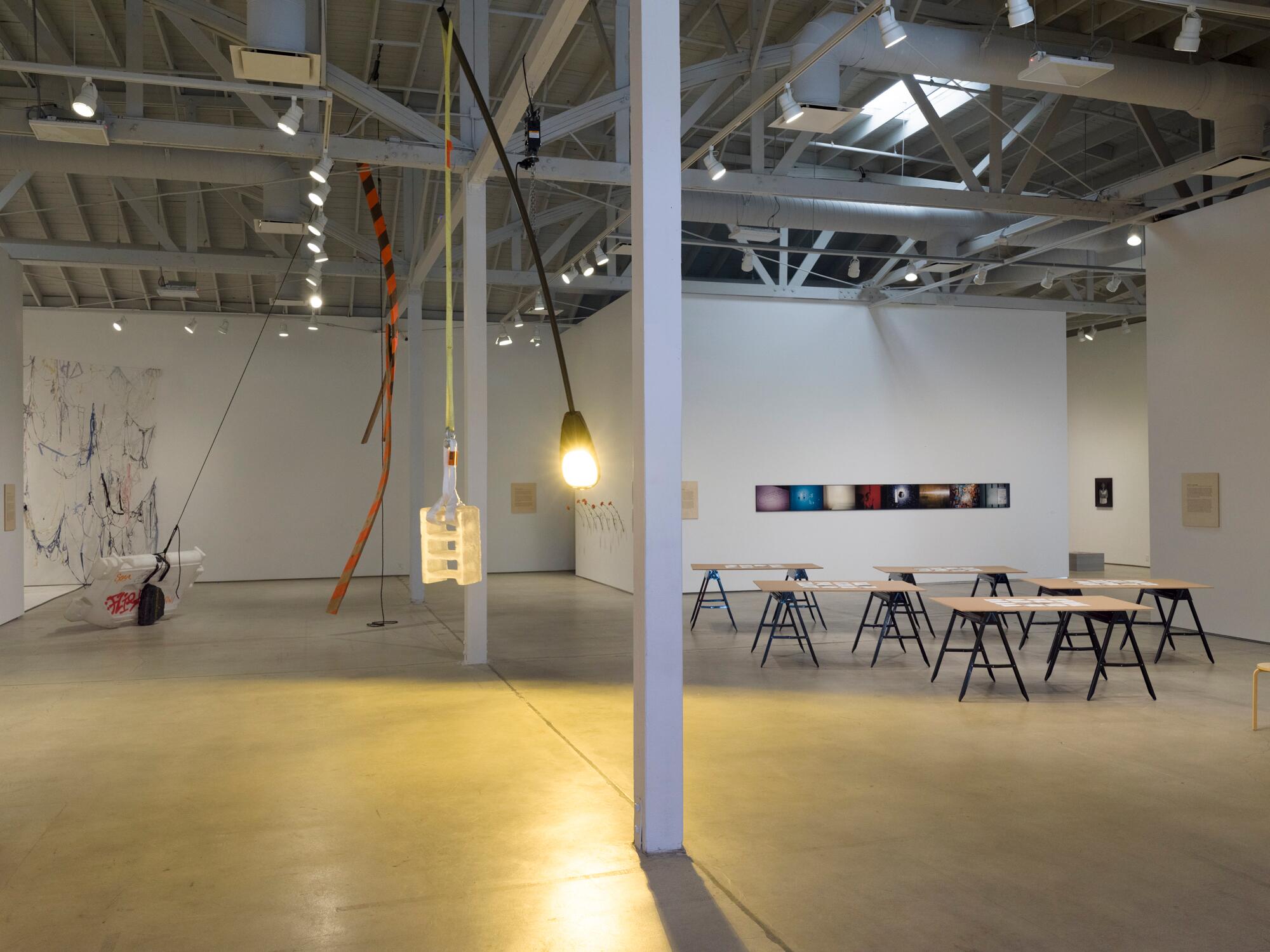 Inside an art gallery space.