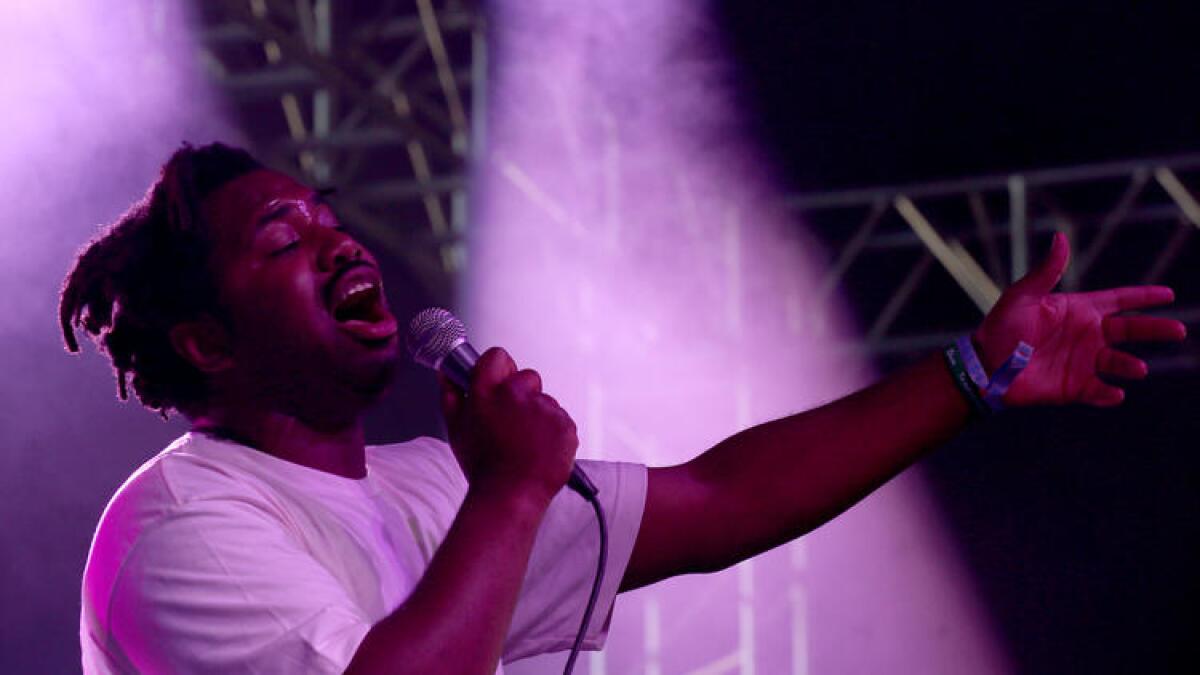 British singer-songwriter Sampha Sisay performs on the Mojave stage.