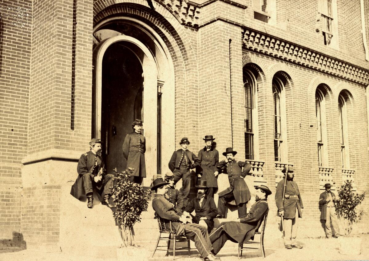Soldiers in 1863 at the Episcopal Theological Seminary. 