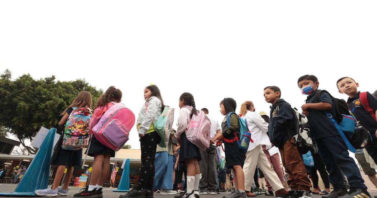 First day of school LAUSD transitional kindergarten pupils Los