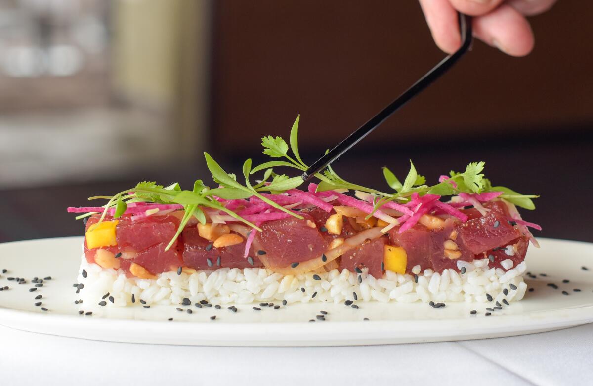 Bluefin tuna poke, a new dish at Pacific Del Mar in 2021.
