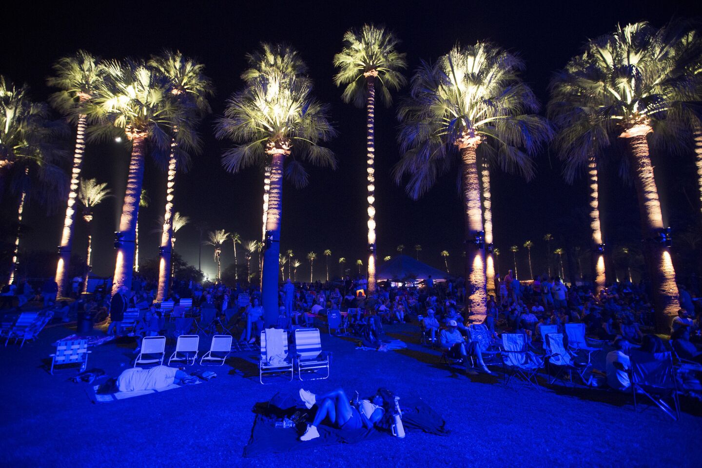 The Empire Polo Club grounds in Indio are lit up as fans await the Rolling Stones.
