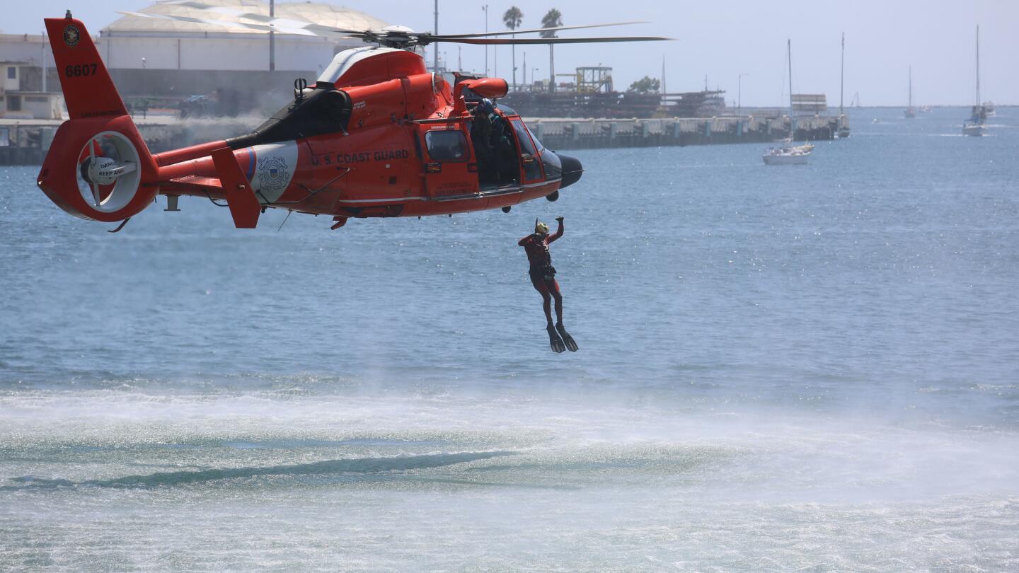 A U.S. Coast Guard rescue demonstration during L.A. Fleet Week in San Pedro on Sunday.
