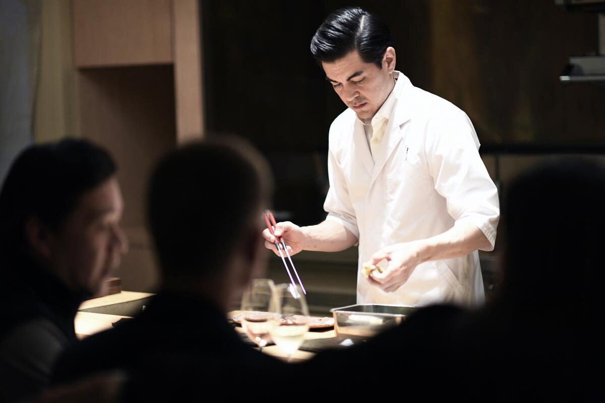 Chef and owner Brandon Hayato Go, 41, keeps a watchful eye over the $200 multicourse dinners served to the lucky few diners who are able to score a reservation.