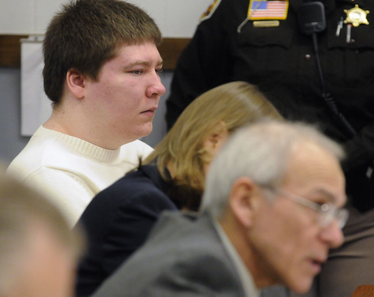 Brendan Dassey listens to testimony at the Manitowoc County Courthouse in Wisconsin in January 2010.