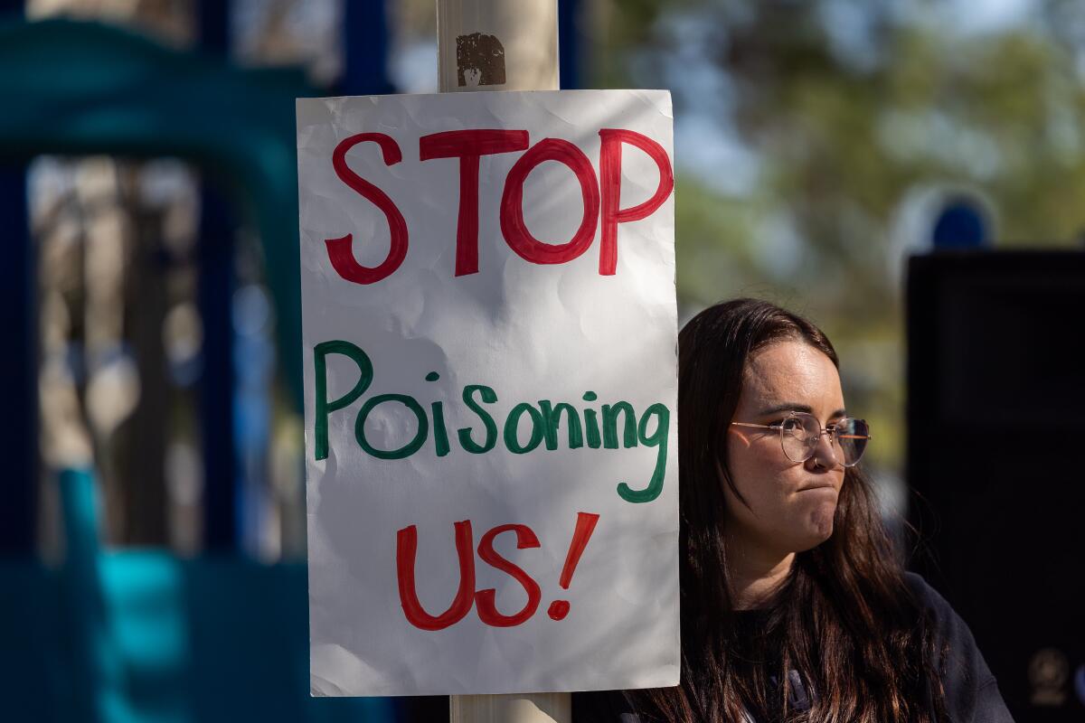 Sarah Olaguez of Citizens for Chiquita Canyon Closure protests in February 