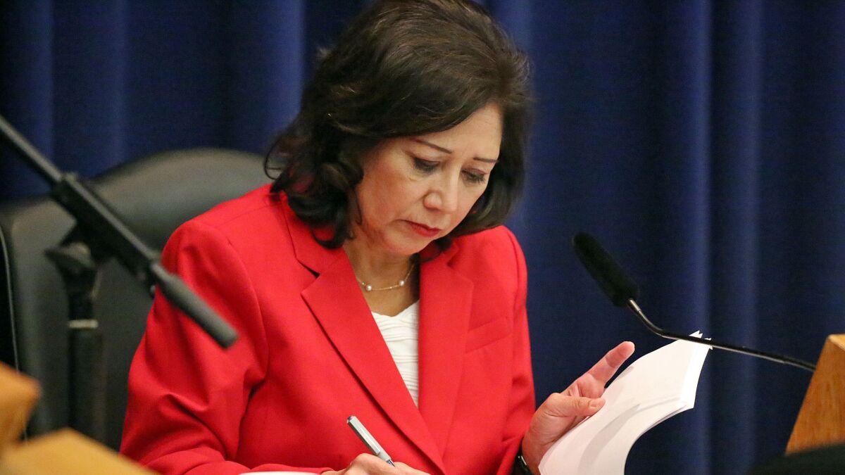 Los Angeles County Supervisor Hilda Solis, shown in 2015, requested funding in next year's budget to supplement and expand the public defender's immigration unit.