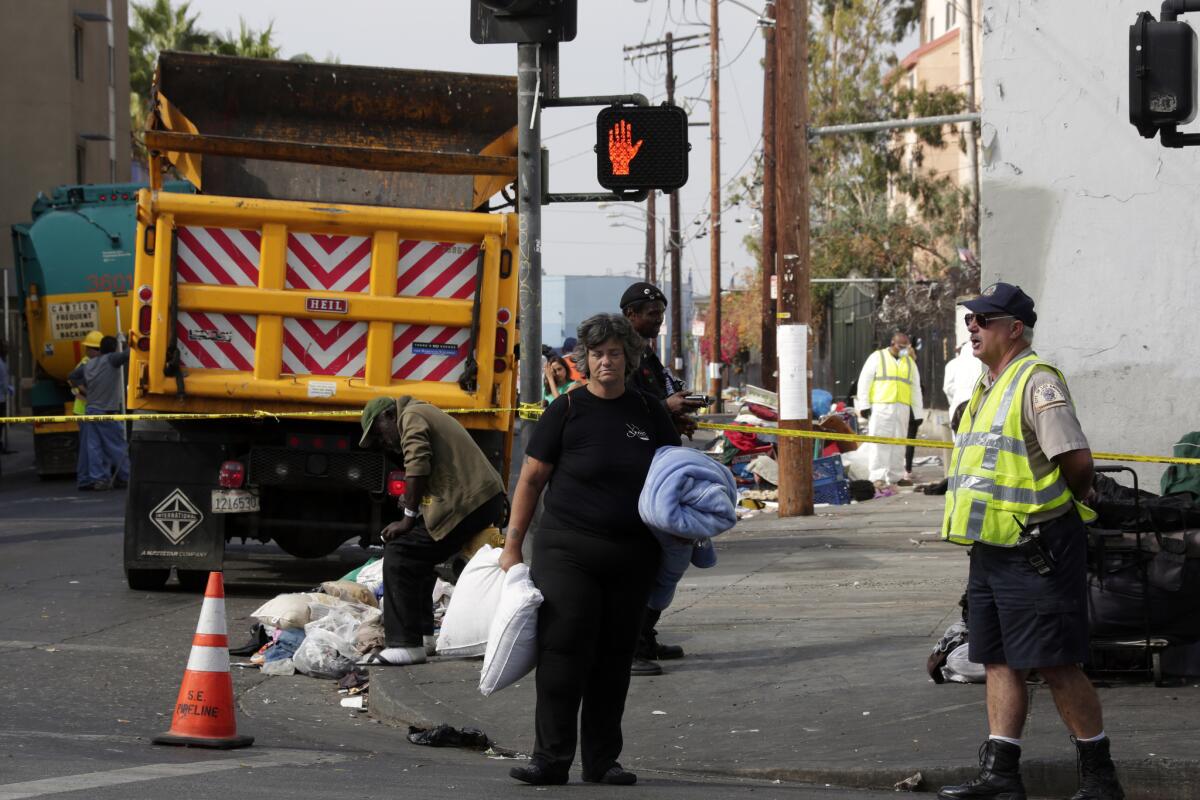A skid row cleanup effort launched in August found more than 100 people who needed immediate medical and psychiatric attention.