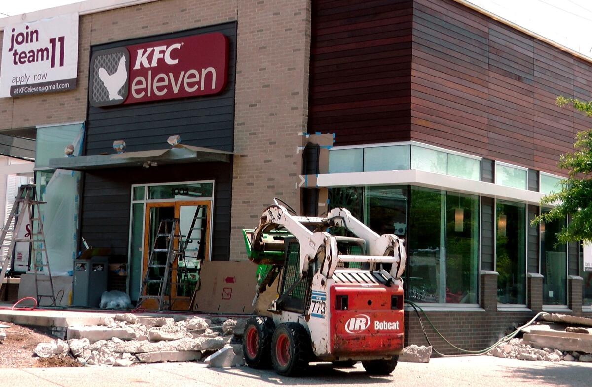 A KFC restaurant in Louisville, Ky., is remodeled into a new test restaurant called KFC eleven."